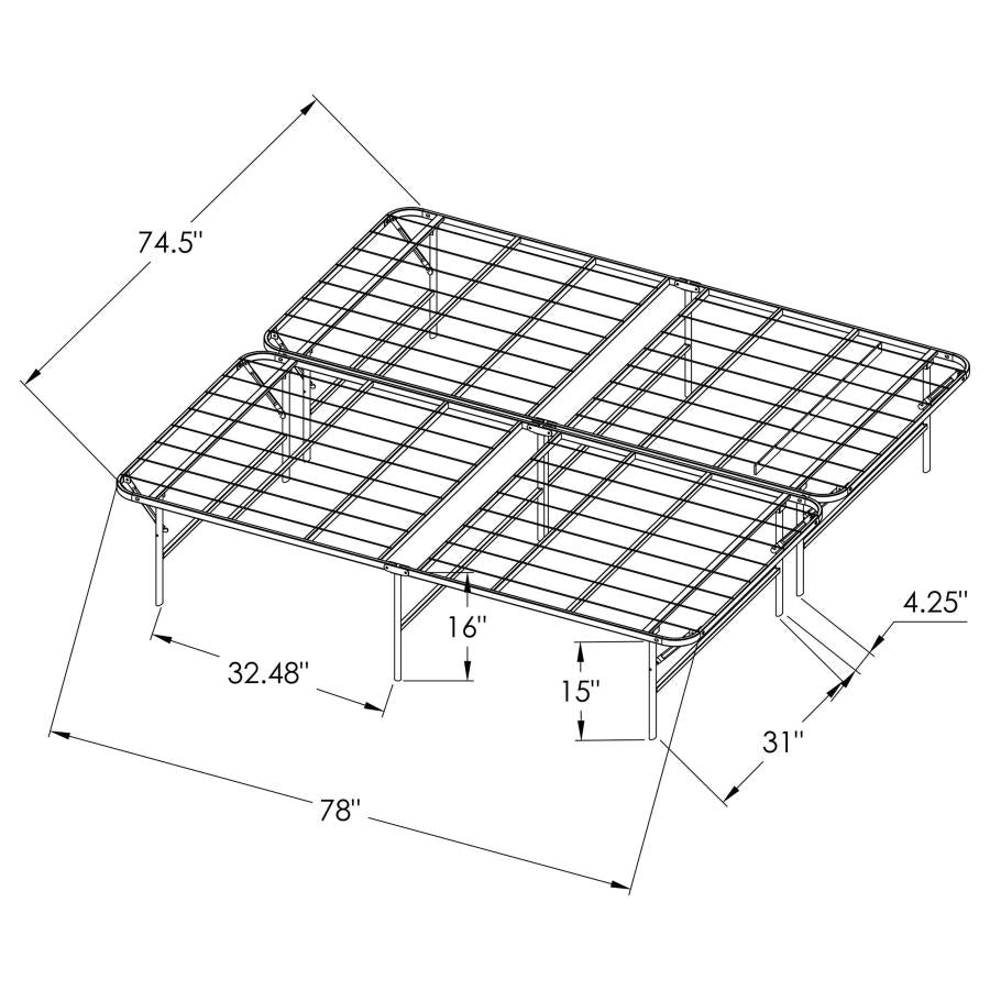 Mabel Metal Eastern King Mattress Support Platform Bed Black